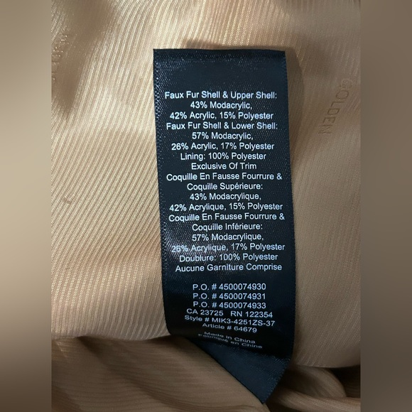 Mahoney Faux Fur Bomber Jacket Aritzia Golden by TNA - size Large - Picture 16 of 16